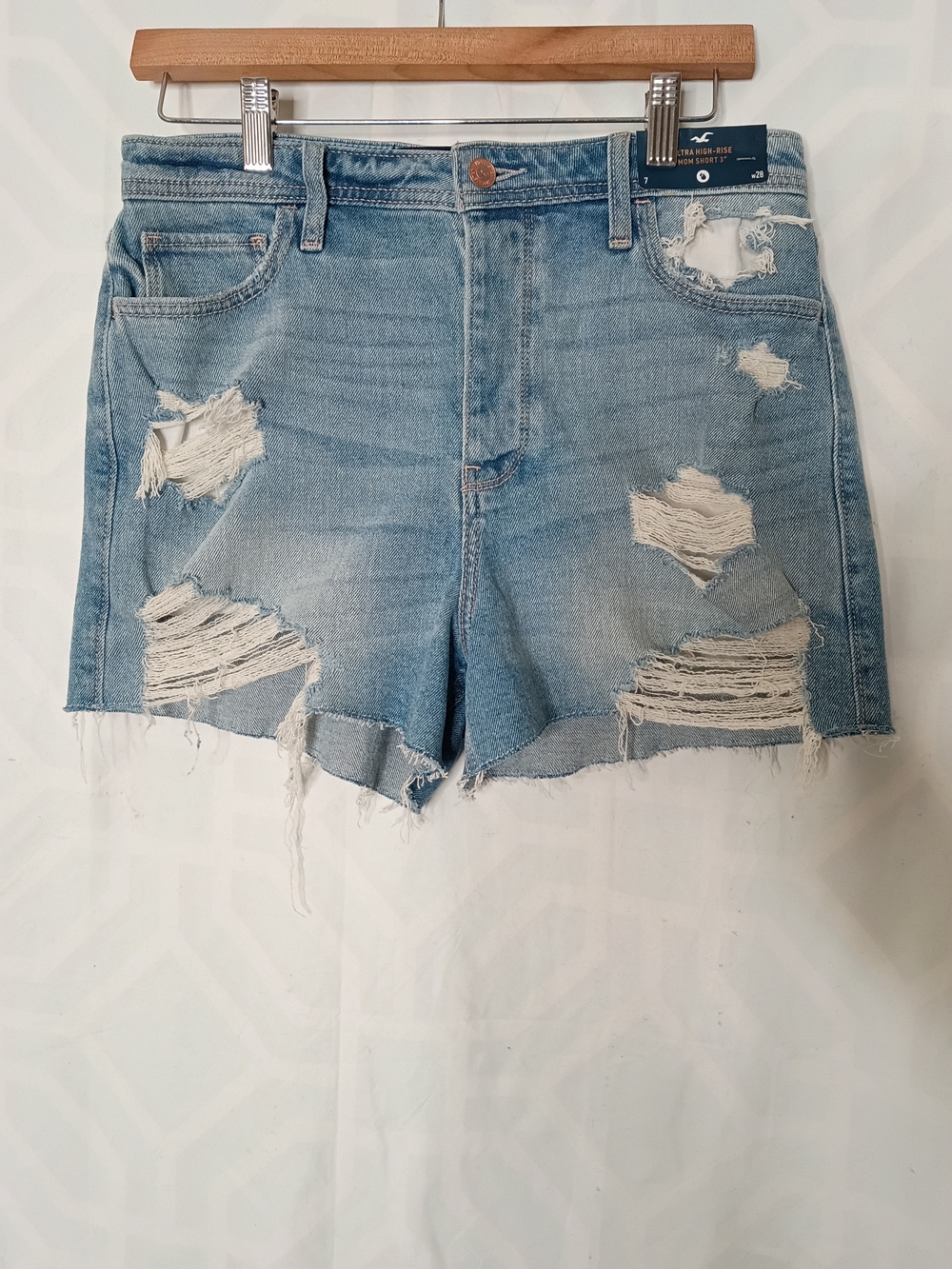 Hollister Light Blue Distressed Denim Cutoff Shorts
